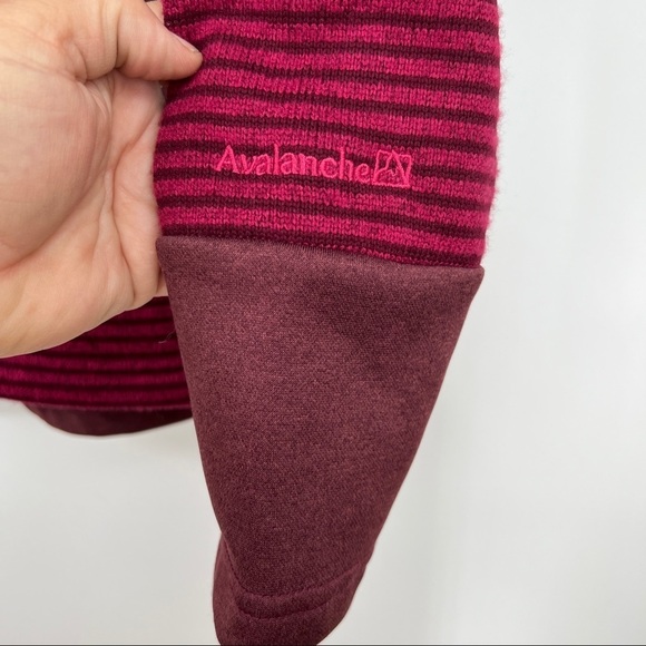 Avalanche Maroon Striped Long Sleeves Hooded Asymmetrical Zip Sweatshirt - Picture 4 of 10